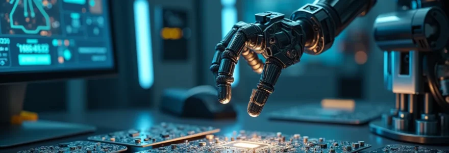 Conceptual illustration of rapid PCB prototyping powering advanced robotics and automation